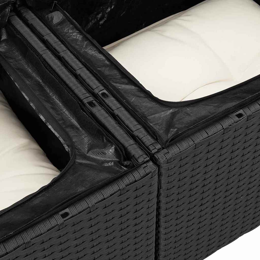 Garten-Sofa-Set mit Speicher 7 pcs Schwarz Poly Rattan
